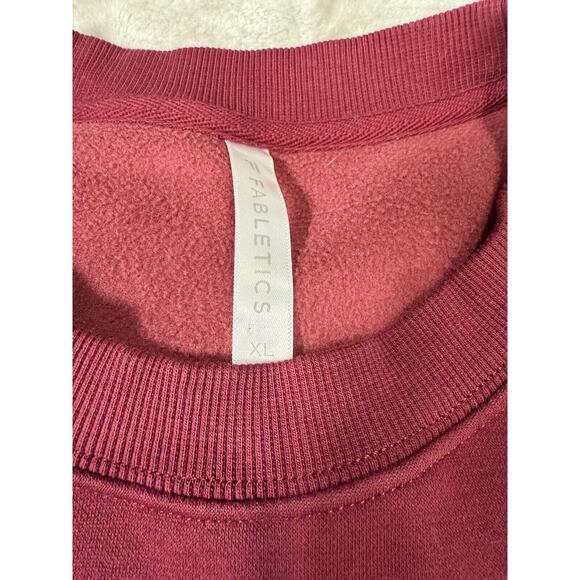 Fabletics Burgundy Split Shoulder Fleece Sweatshirt Athletic Workout Womens XL - Picture 3 of 6